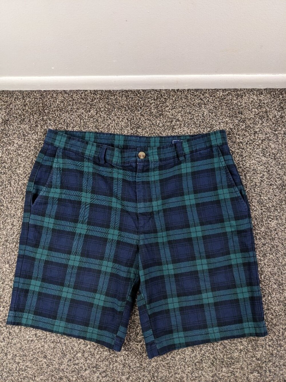 Vineyard Vines Shorts Blackwatch Tartan Plaid Stretch 9" Blue Green Mens Size 36
